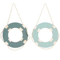 tételeket Dekoratív mentőgyűrű fa tengeri úszógyűrű kék 17cm 2db