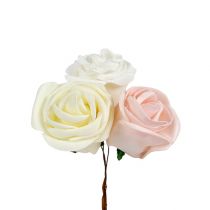 tételeket Deco rose fehér, krém, rózsaszín mix Ø6cm 24db