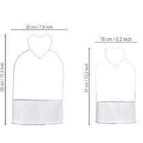 tételeket Dekoratív tál ovális fém szívvel fehér 20/16cm 2 db-os készlet