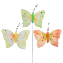tételeket Dísz pillangók dróton, színes 8,5cm, 12db