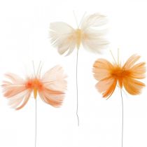 Narancssárga tónusú pillangók, tavaszi dekorációval rugós pillangók dróton 6db