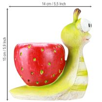 tételeket Dekoratív csiga virágcserép eper kerámia zöld piros 15.5cm