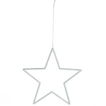 tételeket Dekoratív Ezüst Csillagok, Csillámos Karácsonyfa Díszek, 18 cm, 8 Darab, Karácsonyfa Dísz