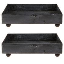 tételeket Dekoratív fémtálca fekete-szürke mosott 15×15cm 2db