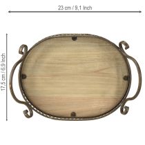 tételeket Dekoratív tálca ovális 23cm x 17.5cm x 7.5cm barna