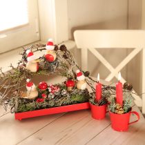 tételeket Dekoratív tálca téglalap alakú piros fémtálca lábbal 30×15cm