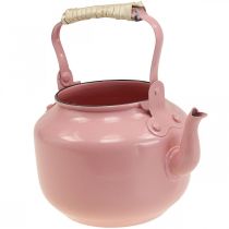 Dekoratív teáskanna virágtartó fém régi rózsaszín Ø8,6cm H16cm
