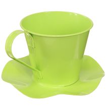 tételeket Dekoratív teáscsésze fémből, tányérral, világoszöld, Ø12, magasság10 cm, 8 db