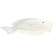 tételeket Dekoratív tányér hal kerámia asztaldísz kék fehér 30×22cm