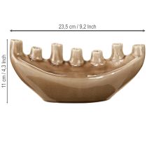 tételeket Dekoratív váza csónak kerámia váza barna 23×8,5cm H11cm
