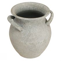 tételeket Dekoratív váza fogantyúkkal vintage virágtartó fém szürke H13cm