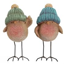 tételeket Díszmadár kalappal téli dekoráció kék zöld H18cm 2 db