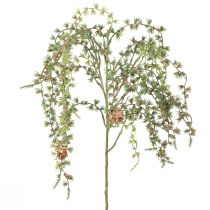 tételeket Dekoratív vörösfenyő ág tobozokkal, zöld, téli dekoráció 93cm, havas, műfenyő ág