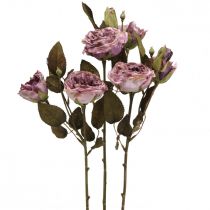 Deco rózsacsokor művirág rózsacsokor ibolya 45cm 3db