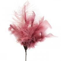 tételeket Dekoratív tollak a pálcán madártoll fehér/krém/szürkés rózsaszín 3 db