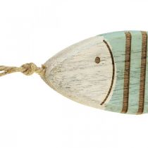 Deco hal tengeri függő dekoráció fa halkék L16cm 4db