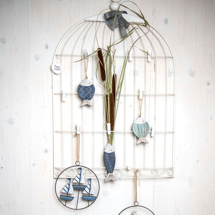 tételeket Dekoratív Fish Maritime Függő Dekoráció Fa halkék H11cm 6db