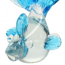 tételeket Átlátszó üvegből készült díszhal, kék 15cm