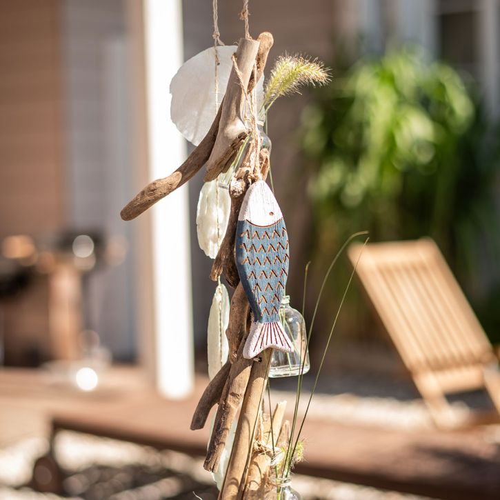 tételeket Deco hal tengeri függő dekoráció fa halkék L16cm 4db