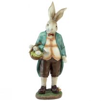 tételeket Dekoratív nyuszi nyúl férfi kosár húsvéti tojás dekoratív figura H39cm