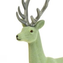 Dekoratív szarvas rénszarvas karácsonyi figura zöld szürke H37cm