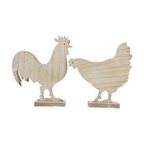 tételeket Dekoratív csirke húsvéti dekoráció fából készült asztaldísz 14,5 cm-es 2 darabos készlet