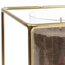 Dekoratív gyertyatartó arany fém lámpás üveg 12×12×13cm