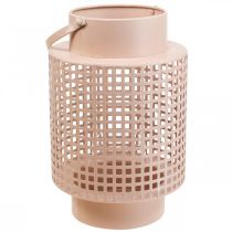 Dekoratív lámpás rózsaszín fém lámpa fogantyúval Ø18cm H29cm