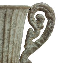 tételeket Dekoratív kehely/serleg, fém, antikbarna/fehér, Ø12cm, M26cm, váza/cserép/virágdekoráció