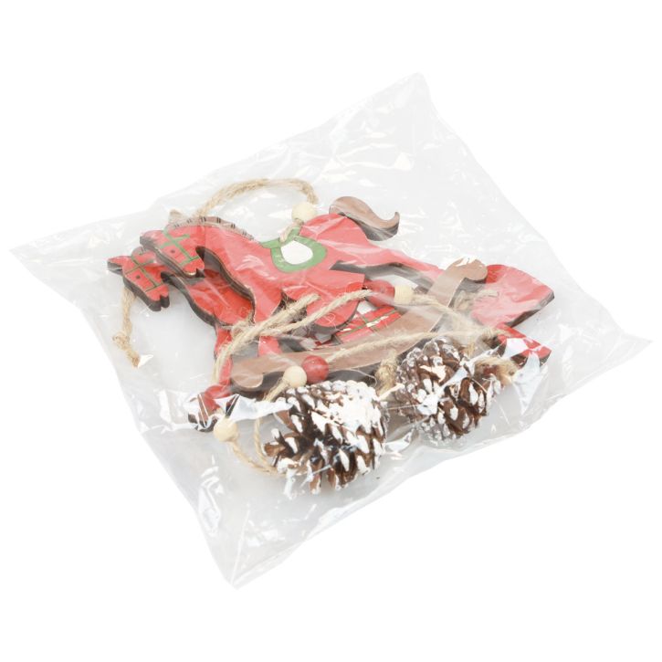 tételeket Dekoratív hintaló fa akasztós dekoráció karácsonyi piros 37cm 2db