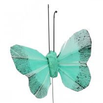 Deco pillangó drótra zöld, kék 5-6cm 24db