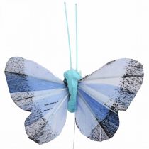Deco pillangók toll pillangó rózsaszín, kék 6cm 24db