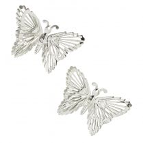 Dekoratív pillangók fém függő dekoráció ezüst 5cm 30db