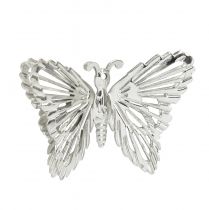 tételeket Dekoratív pillangók fém függő dekoráció ezüst 5cm 30db