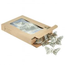 tételeket Dekoratív pillangók fém függő dekoráció ezüst 5cm 30 db