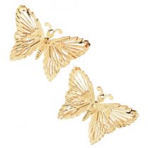 Dekoratív pillangók fém függő dekoráció arany 5cm 30db