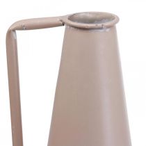 tételeket Dekoratív fémváza, díszes kancsó, rózsaszín, kúpos, vintage virágváza, 38cm