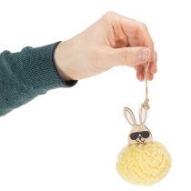 tételeket Húsvéti Nyuszi Dekoráció Akasztásra, Bolyhos Nyuszi, Sárga, Ø7cm, 6 Darab