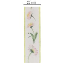 tételeket Ajándékszalag Bellis virágmintával, kézműveskedéshez és csomagoláshoz, 25mm x 20m