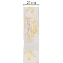 tételeket Dekoratív szalag leveles ág motívummal, organza szalag, 25 mm széles, 20 m hosszú
