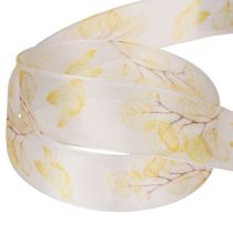 tételeket Dekoratív szalag leveles ág motívummal, organza szalag, 25 mm széles, 20 m hosszú