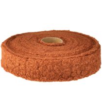 tételeket Dekoratív szalag vörösesbarna széles textil szalag gyapjú hatású 40mm 8m