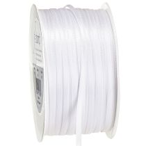 tételeket Dekoratív szatén szalag, fehér dupla szatén szalag, 3 mm, 50 m