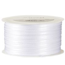 tételeket Dekoratív szatén szalag, fehér dupla szatén szalag, 3 mm, 50 m