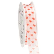 tételeket Ajándékszalag szívekkel, ideális kreatív csomagolási ötletekhez és személyes ajándékokhoz, 2,5 cm széles, 15 m hosszú