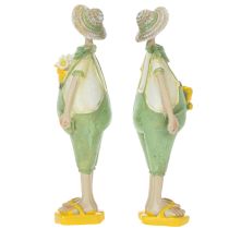 tételeket Dekoratív kertész figurák, asztaldísz, nyári, zöld/sárga, 16,5 x 5,5 cm, 2 darab