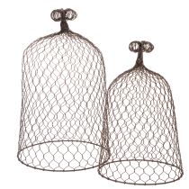 tételeket Dekoratív fém csengő, mászóeszköz, dróthálós kapucni, barna, rozsdabarna felülettel, M50/41cm Ø30/25cm, 2 db-os szett