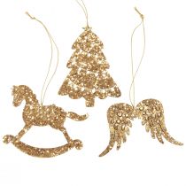 tételeket Deco fogas fa arany csillogó karácsonyfadísz 10cm 6db