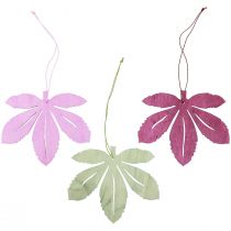 tételeket Deco fogas fa őszi levelek rózsaszín lila zöld 12x10cm 12db