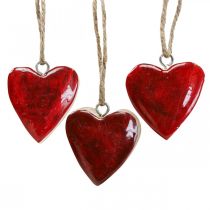 Dekoratív fogas fa szívek dekoratív szívek piros Ø5-5,5cm 12 db